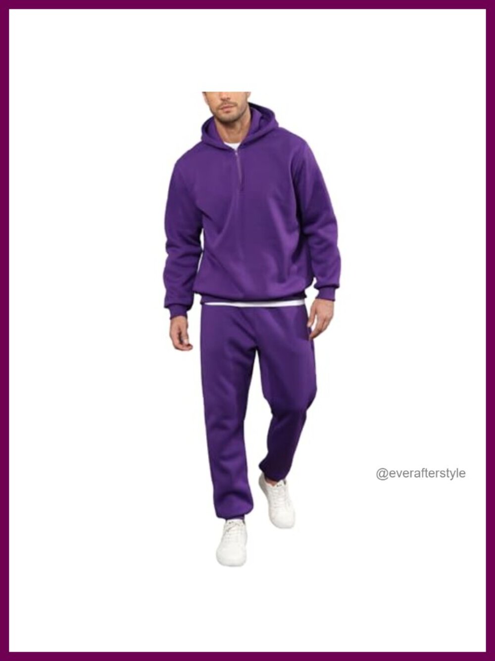 Men's 2-Piece Tracksuit Set Fleece Quarter Zip Sweatshirt & Sweatpants Jogging